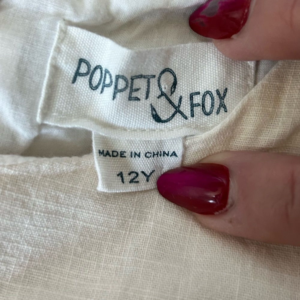 Poppet & Fox Girl’s 100% Cotton Cream Colored Fringed Dress 12Y - Picture 4 of 8